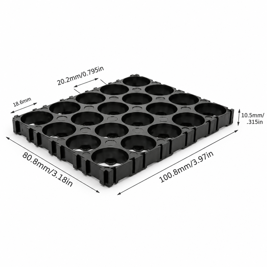 Soporte plástico para bateria de litio  7x13= 91 celdas 21700